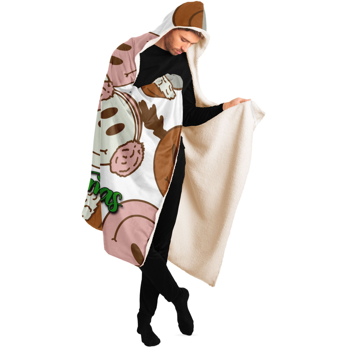 Merry Smiley Christmas Personalized Hooded Blanket