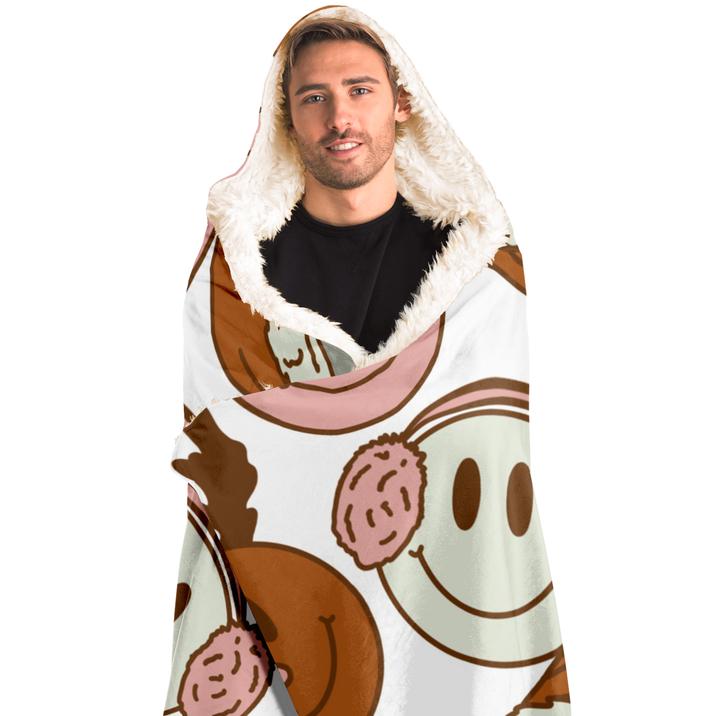 Merry Smiley Christmas Personalized Hooded Blanket
