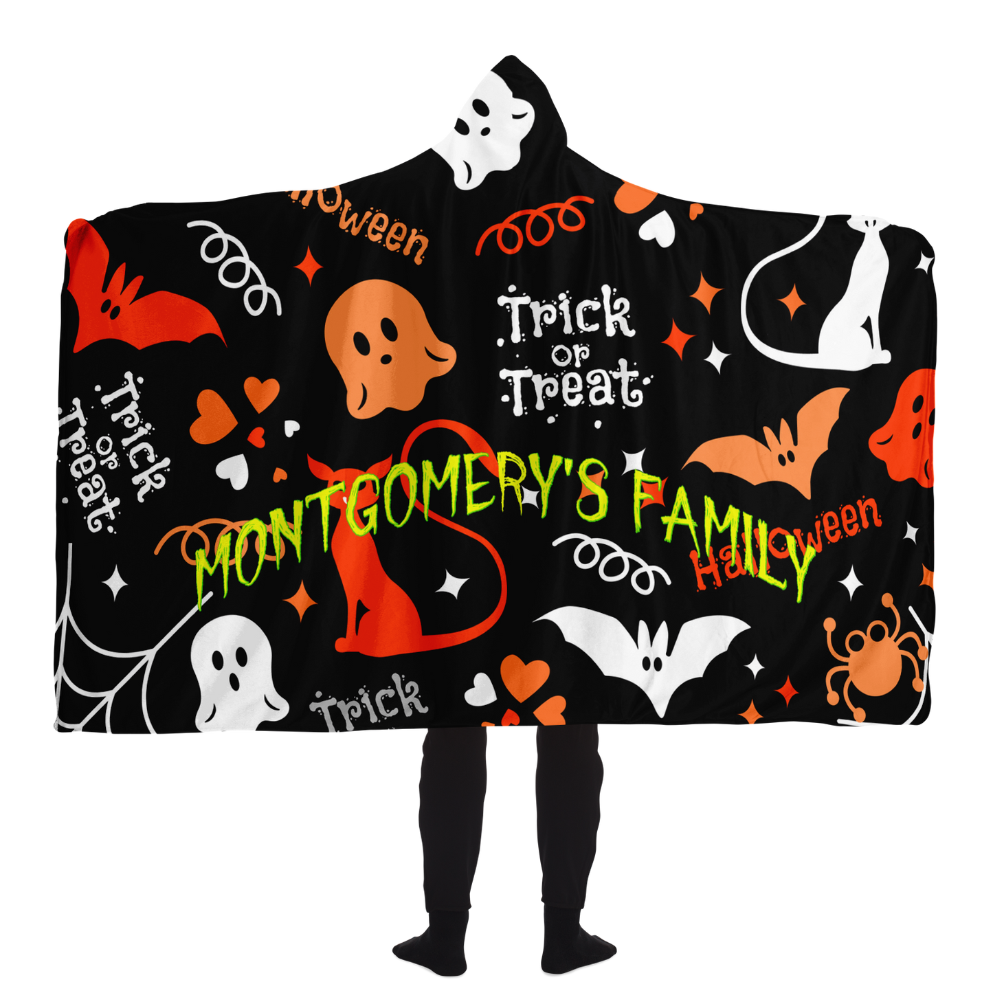 Trick or Treat personalized Hooded Blanket