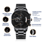 Father's Day Engraved Black Chronograph Watch
