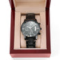 Father's Day Engraved Black Chronograph Watch