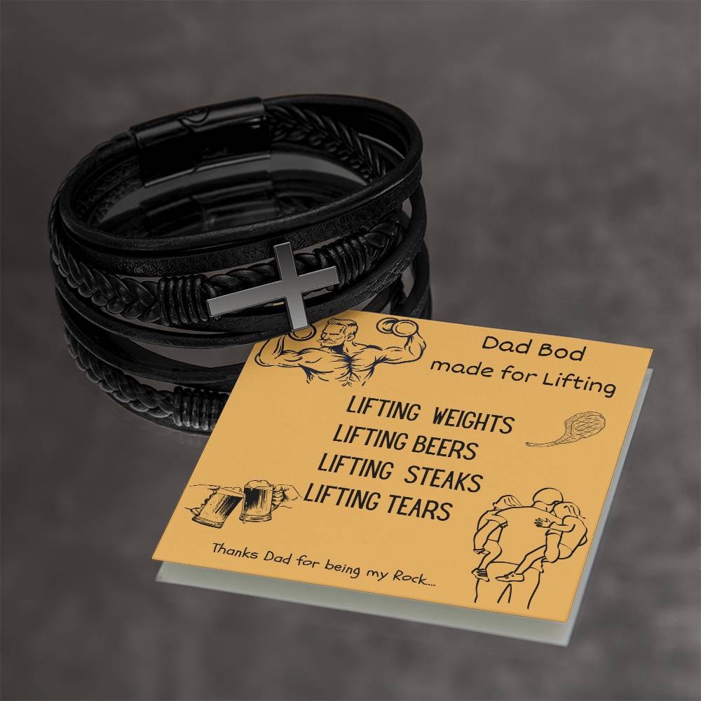 Men's cross leather bracelet