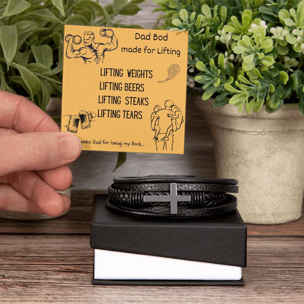 Men's cross leather bracelet