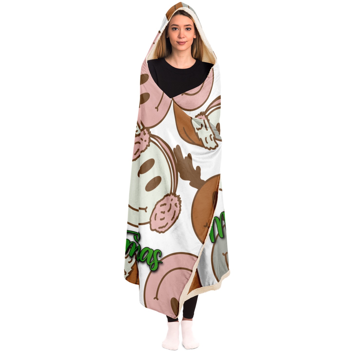 Merry Smiley Christmas Personalized Hooded Blanket