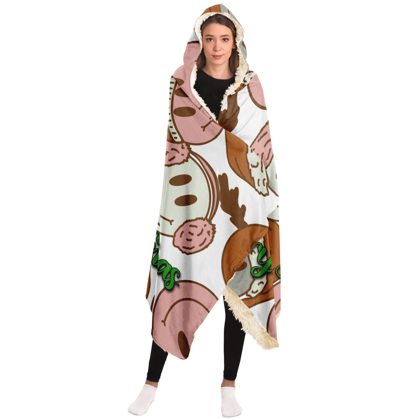 Merry Smiley Christmas Personalized Hooded Blanket